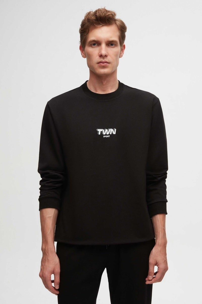 twn Relaxed Fit Black Printed Sweatshirt  - Image 2