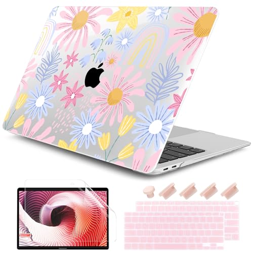 DONGKE Compatible with MacBook Air 13 inch Case 2021 2020 2019 2018 Release A2337 M1 A2179 A1932 with Retina Display Touch ID Plastic Hard Shell Keyboard Cover Florals - Image 1