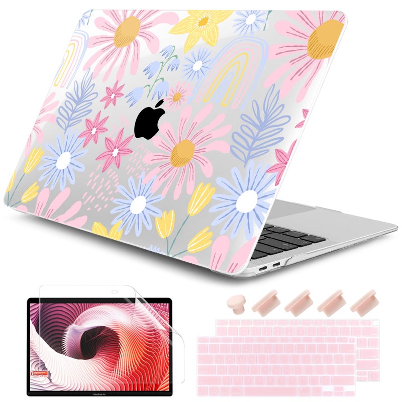 DONGKE Compatible with MacBook Air 13 inch Case 2021 2020 2019 2018 Release A2337 M1 A2179 A1932 with Retina Display Touch ID Plastic Hard Shell Keyboard Cover Florals - Image 2