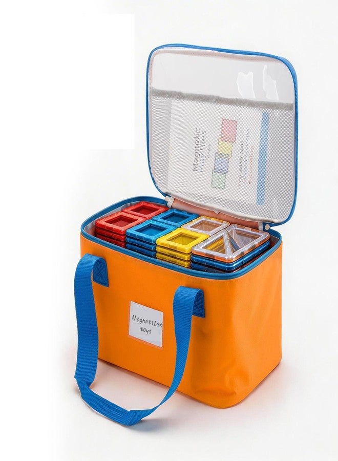 Fevbcnrj Storage Bin Compatible with Magnatiles, Magnetic Tiles Storage Bag, with Portable Carrying Handle, Mesh Pocket and Visual Clear PVC Top, Organizer Case for Magnetic Building Blocks - Image 1