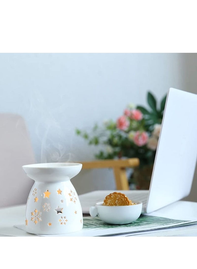 MIXDE Set of 3 Ceramic Tealight Candle Holder, Essential Oil Burner Wax Melt Burners, Aromatherapy Aroma Diffuser Burner for Home Bedroom  - Image 2