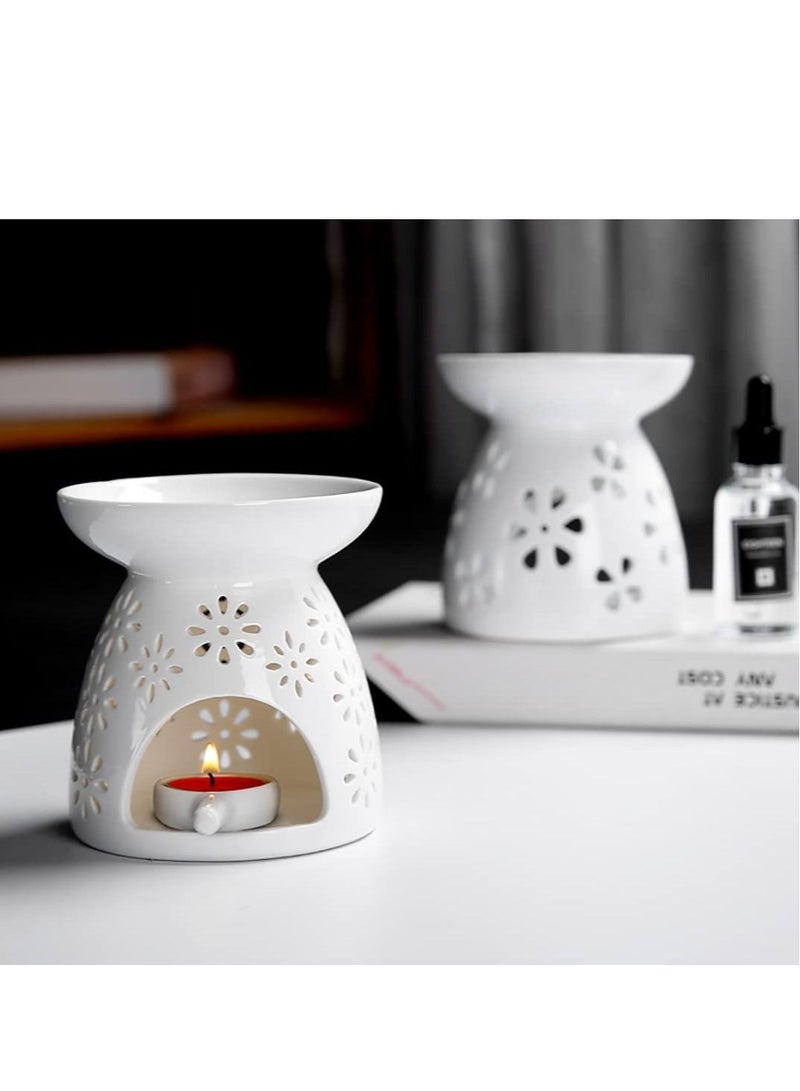 MIXDE Set of 3 Ceramic Tealight Candle Holder, Essential Oil Burner Wax Melt Burners, Aromatherapy Aroma Diffuser Burner for Home Bedroom  - Image 3