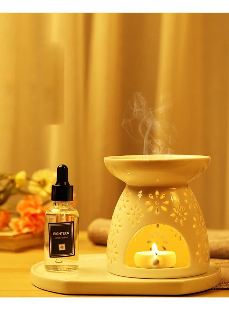 MIXDE Set of 3 Ceramic Tealight Candle Holder, Essential Oil Burner Wax Melt Burners, Aromatherapy Aroma Diffuser Burner for Home Bedroom  - Image 5