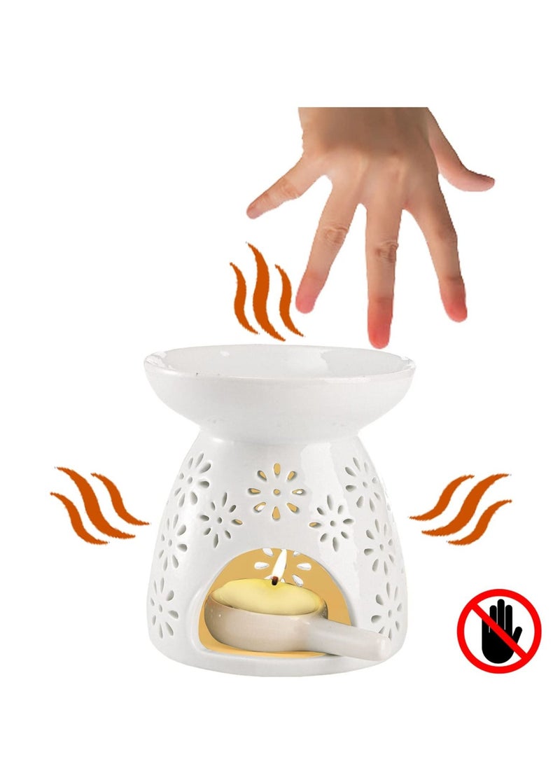 MIXDE Set of 3 Ceramic Tealight Candle Holder, Essential Oil Burner Wax Melt Burners, Aromatherapy Aroma Diffuser Burner for Home Bedroom  - Image 4
