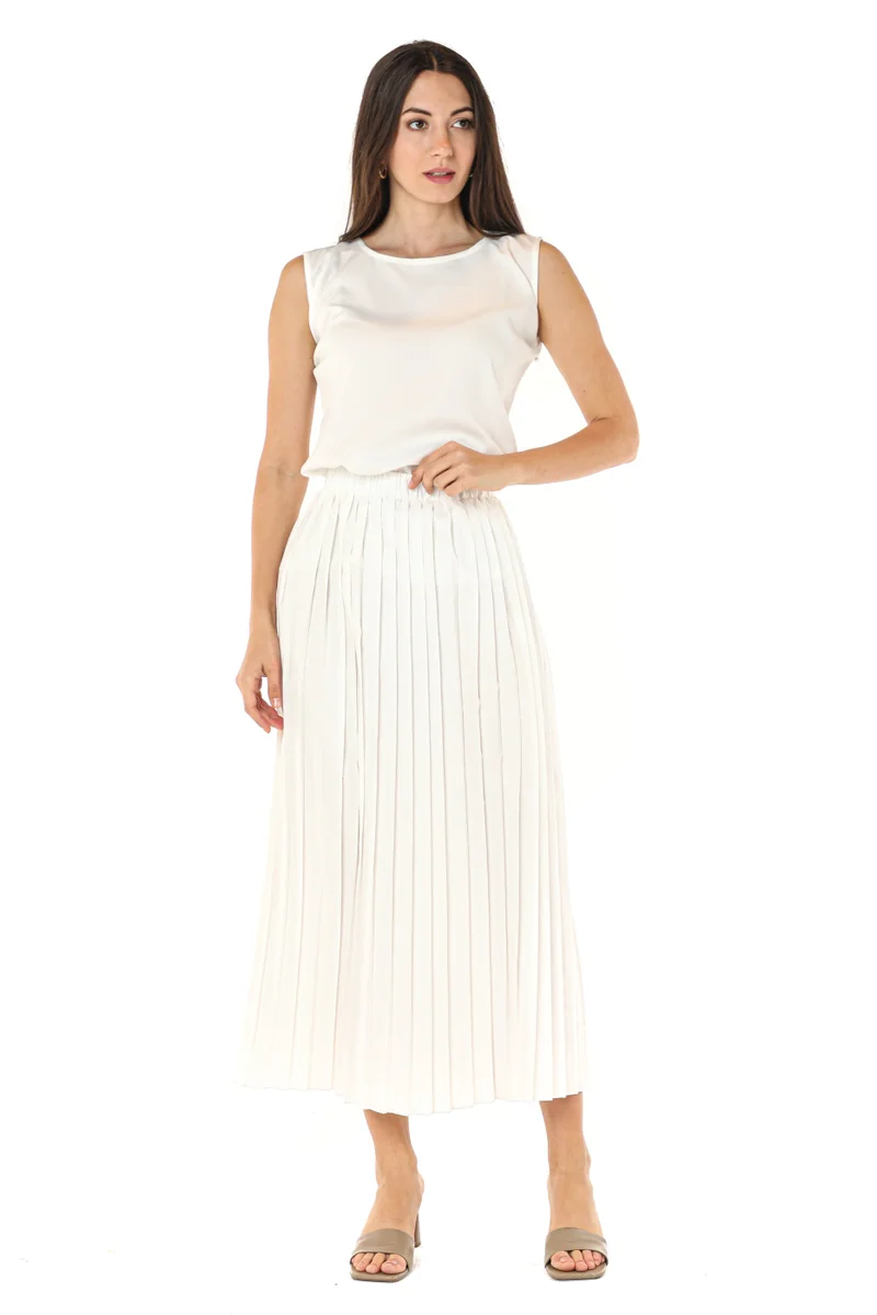 Moistreet Pleated High Waist Midi Skirt