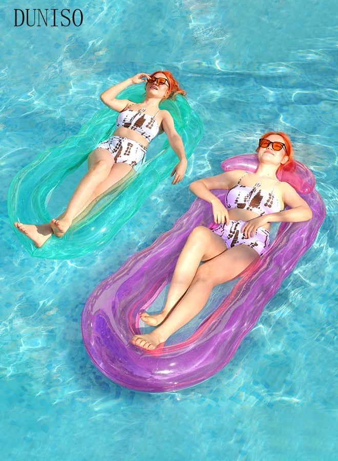 DUNISO Inflatable Pool Float Lounger Raft for Adults and Kids, 160*90CM Floating Mat Inflatable Contour Lounger with Headrest Ultra-Comfort Cooling Pool Raft Floaty Toys - Image 5