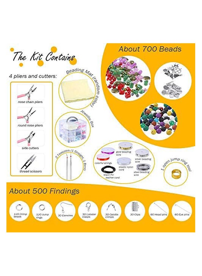 مجموعة لوازم صناعة المجوهرات لإصلاح الخرز المصنوع يدويًا من الأكريليك واللؤلؤ والحجر البركاني مع كماشة وقواطع وملقط وحقيبة تخزين سلك الخرز (B#) - Image 3