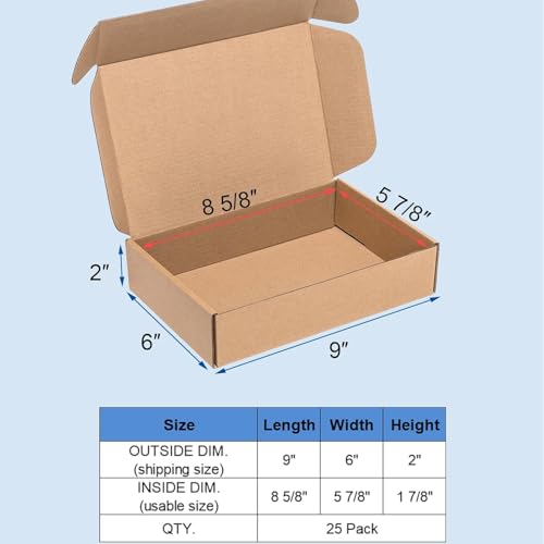 MALANI STORES 9X6X2 inch auto lock brown corrugated 3ply box BORWN Pack of - 50 - Image 2