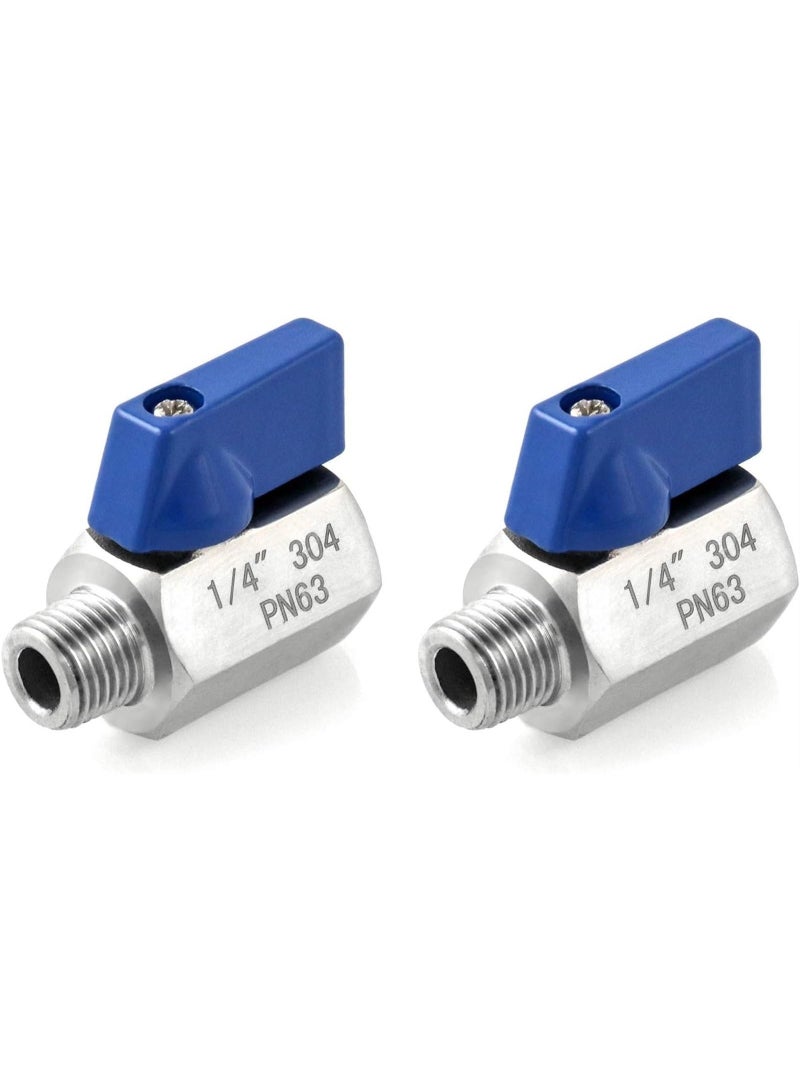 2 PCS Mini Ball Valve, NPT Thread Female and Male 304 Stainless Steel Shut-Off Valves (Size : 1-4) - Image 1