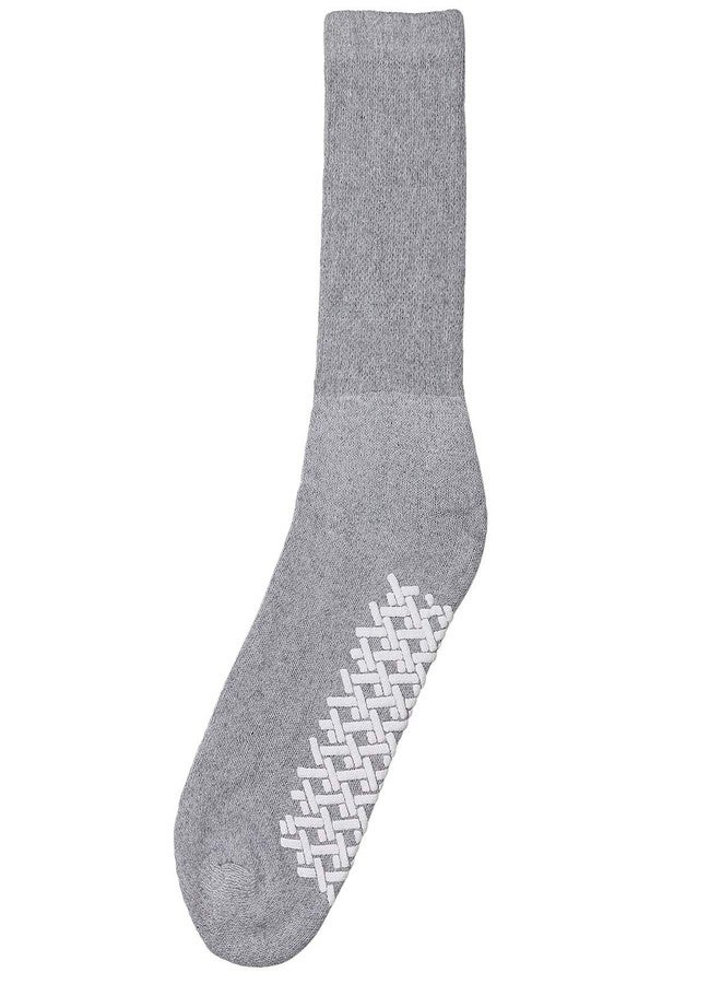 Falari Men Women Anti Slip Grip Non Skid Crew Cotton Diabetic Socks For Home Hospital (3-pairs Grey, 9-11 Women/Men Size) - Image 5