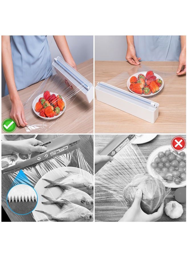 Deemton Plastic Wrap Dispenser With Cutter Aluminum Foil Refillable Food Cling Film And A Roll Of Bpa Free Film. - Image 5