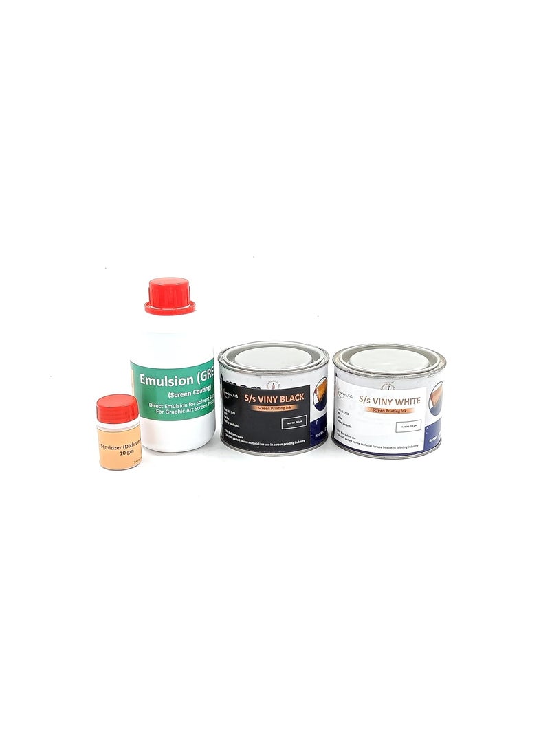 sumikrafts sumikrafts Screen Printing InkViny BlackViny WhiteEmulsion Green 200gm Sensitizer 10gm for Screen Printing  - Image 1