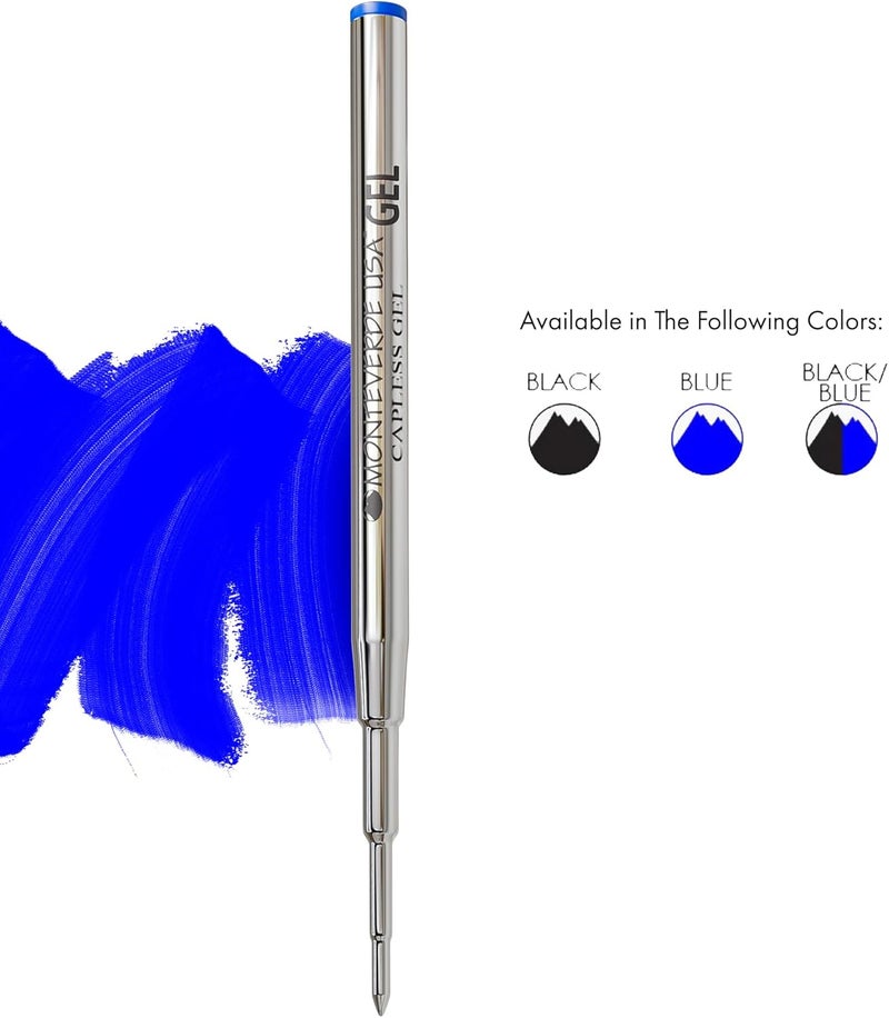 Monteverde Capless Gel Blue Refill To Fit Montblanc Ballpoint Pens, Fine Point, 2 Per Pack (M422Bu) - Image 1