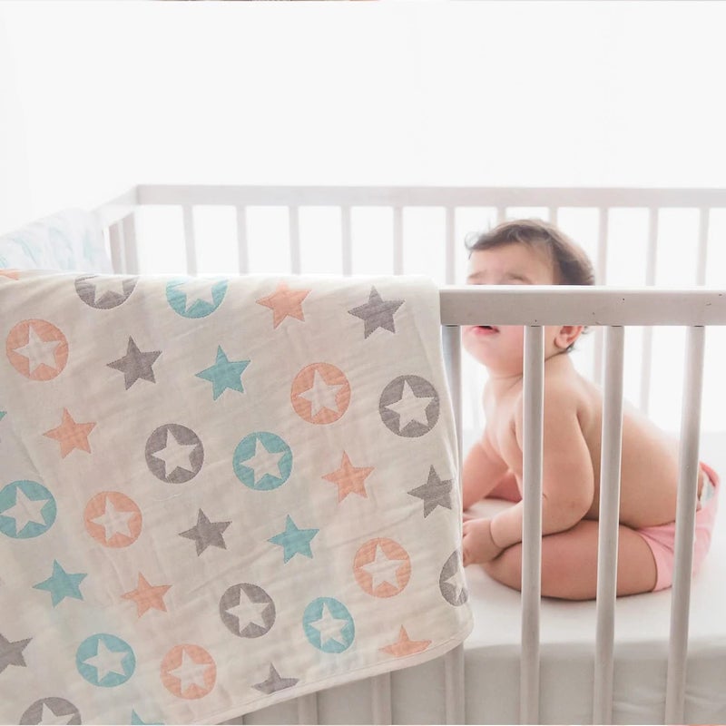بطانيات الأطفال TIDY SLEEP 6 طبقات 100% قطن غطاء عربة استقبال بطانيات متعددة الألوان 100 سم × 90 سم قابلة للتنفس