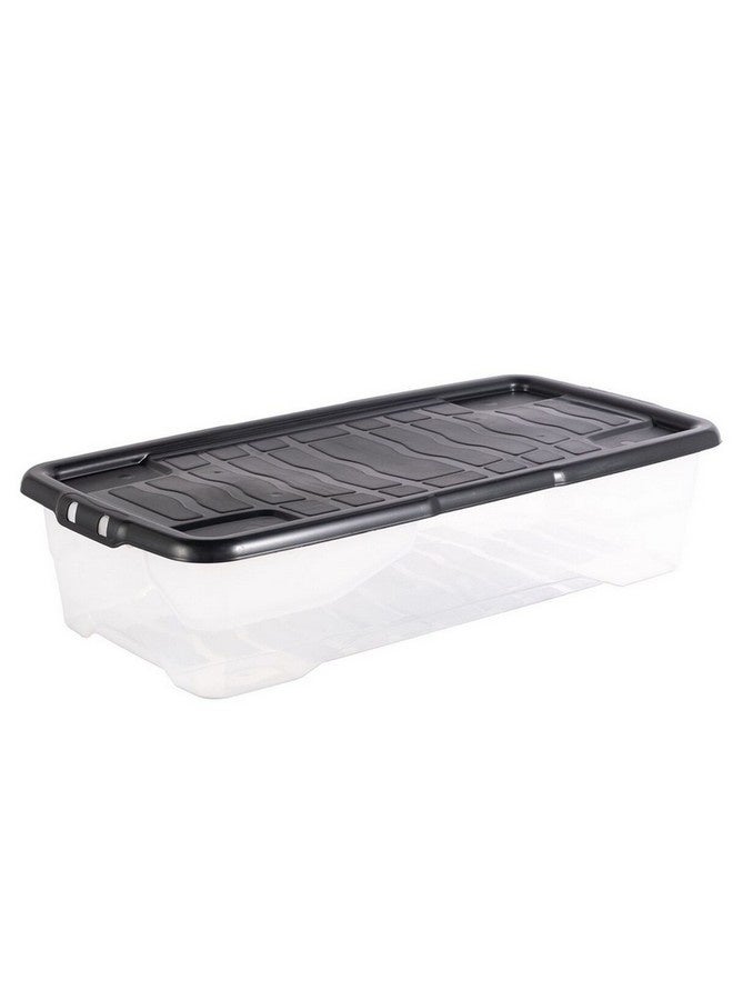 Strata Curve Stackable Under Bed Storage Box with Lid Clear and Black 42 L XW209-CLR/BLK-EX - Image 2