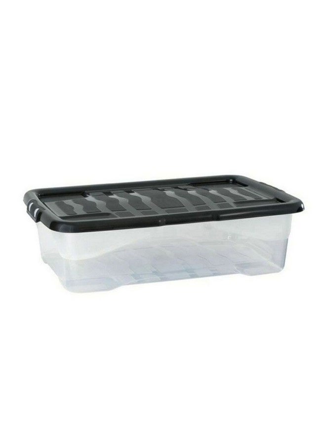 Strata Curve Stackable Under Bed Storage Box with Lid Clear and Black 42 L XW209-CLR/BLK-EX - Image 1