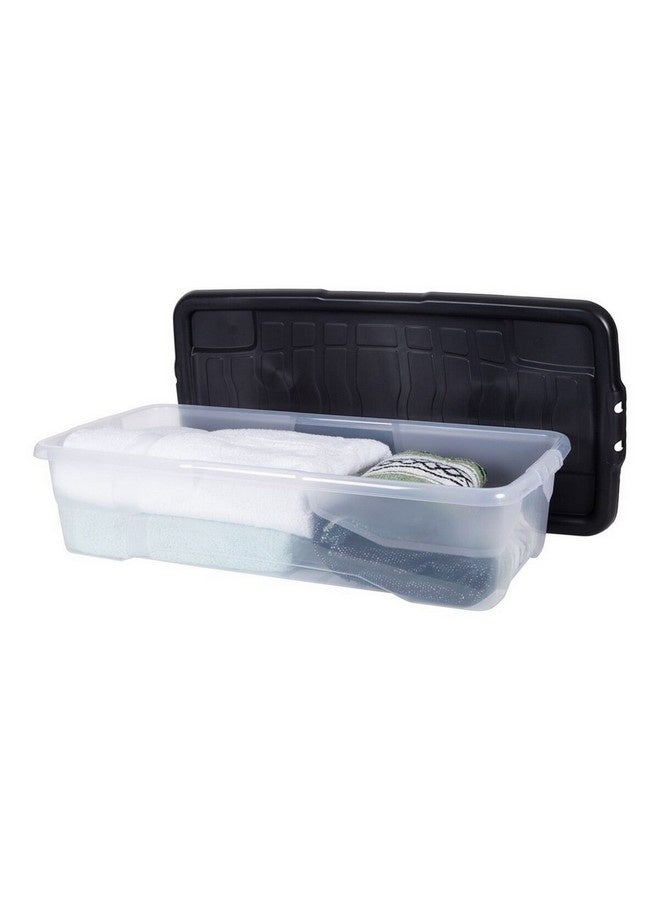 Strata Curve Stackable Under Bed Storage Box with Lid Clear and Black 42 L XW209-CLR/BLK-EX - Image 3