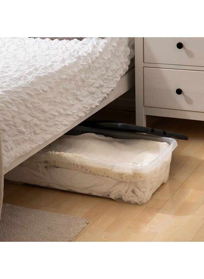 Strata Curve Stackable Under Bed Storage Box with Lid Clear and Black 42 L XW209-CLR/BLK-EX - Image 4