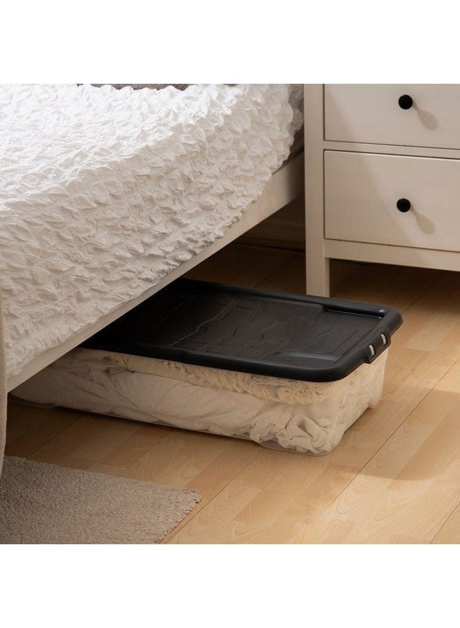Strata Curve Stackable Under Bed Storage Box with Lid Clear and Black 42 L XW209-CLR/BLK-EX - Image 5