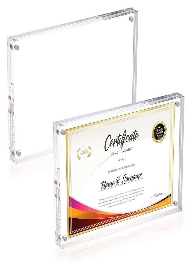 BTSKY 2 Pack 8.5x5.5 Inch Acrylic Business License Frame for 8.5x5.5 Business License, Thicken Clear Certificate Display Holder, Free Standing Double Sided Tabletop Picture Frame for Desk Office Store - Image 1