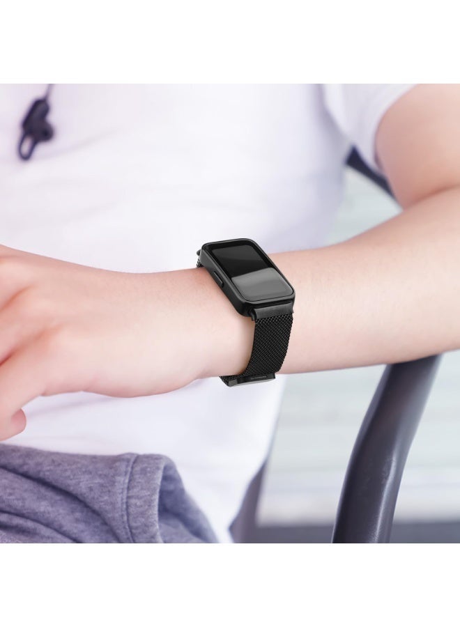 مستقبل نوفا سوار معصم مغناطيسي معدني من الفولاذ المقاوم للصدأ لساعة هواوي باند 8/9/10 الذكية، لون أسود - Image 4