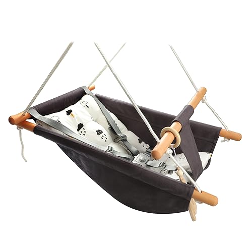 Tislly Baby Swing Outdoor Indoor for Infants to Toddlers, Portable Adjustable Baby Porch Swing with 5-Point Safety Belt, Kids Tree Hanging Chair Toys for Door Garden Backyard - Image 1