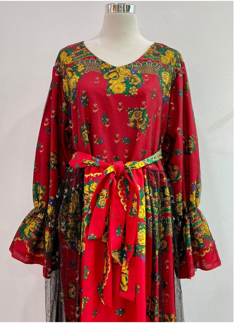 ANOHI TEXTILES - Jalabiya Flower Design with outer Zari Medium - Image 1