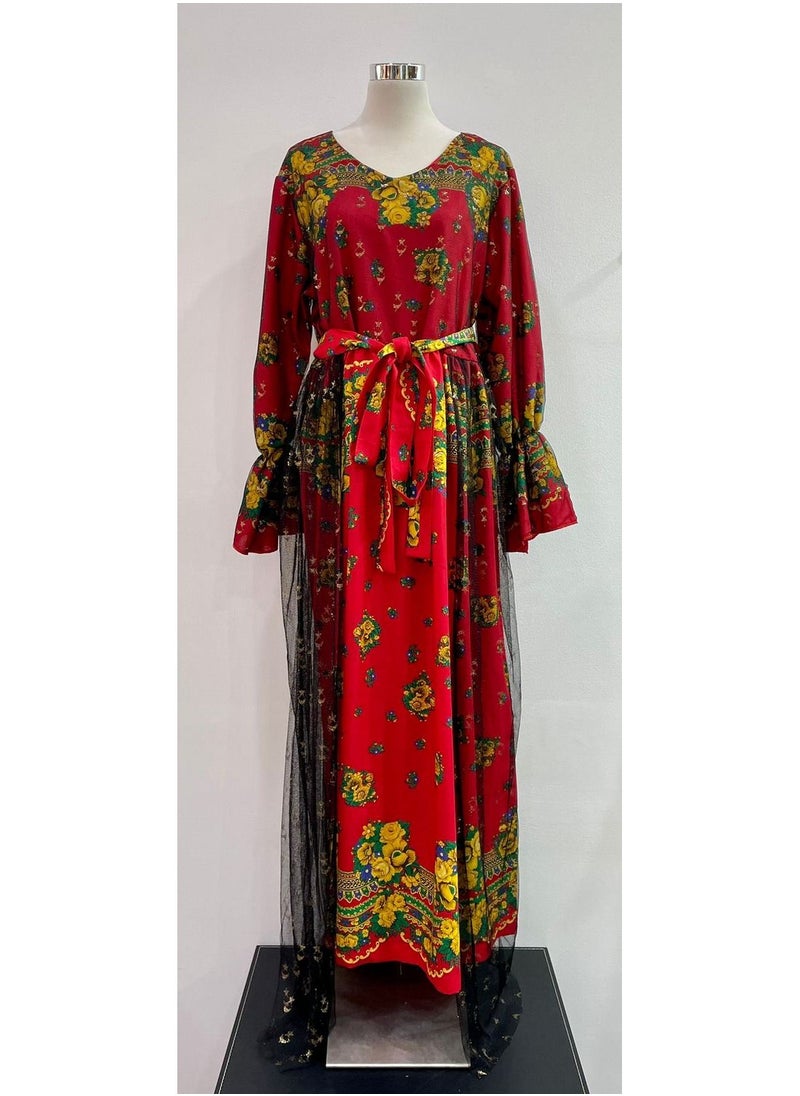 ANOHI TEXTILES - Jalabiya Flower Design with outer Zari Medium - Image 1
