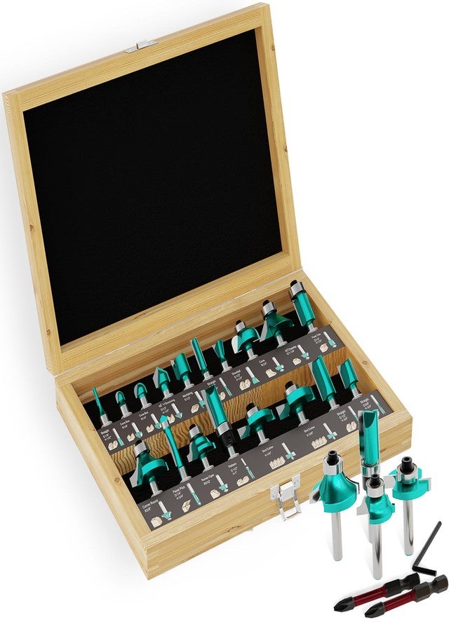 CSOOM 20PCS Router Bits , 1/4”Woodwork Tools，Professional Carbide Milling Cutter Set , Ideal for Woodworking Project - Image 1