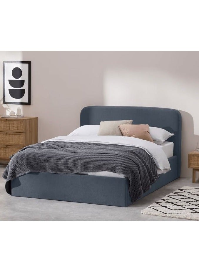 Malazhouse Button tufted bed Blue - 180cm - in soft fabric with a button-tufted headboard - 180 cm - Dimensions: 120cm height x 195cm length – 195L x 120H x 180W - Image 1