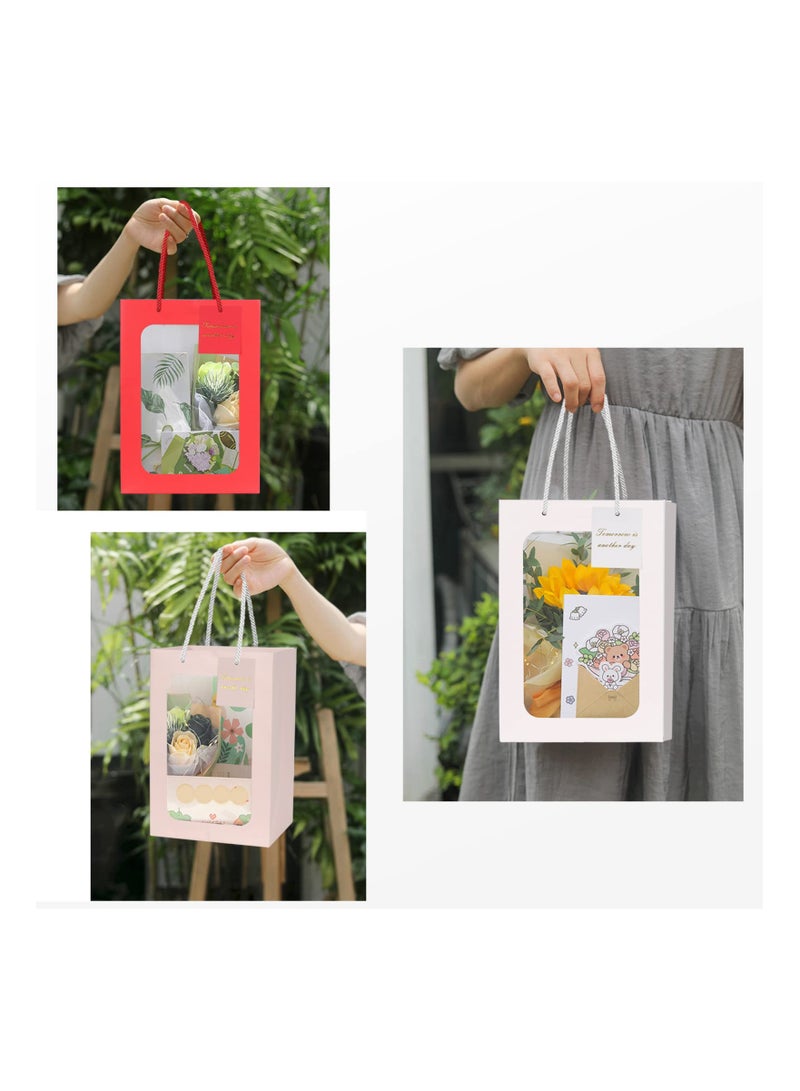 SYOSI Gift Bags with Window, (6 Pack) Medium Size Assort Color Gift Bag,  Thick Paper Bag with Handles and Window for Wedding, Birthday Parties, Baby Showers (7.9" x 11.8" x 6.3", 3 Colors) - Image 2