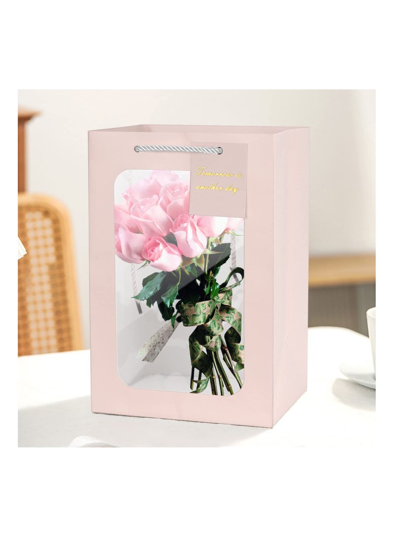 SYOSI Gift Bags with Window, (6 Pack) Medium Size Assort Color Gift Bag,  Thick Paper Bag with Handles and Window for Wedding, Birthday Parties, Baby Showers (7.9" x 11.8" x 6.3", 3 Colors) - Image 4