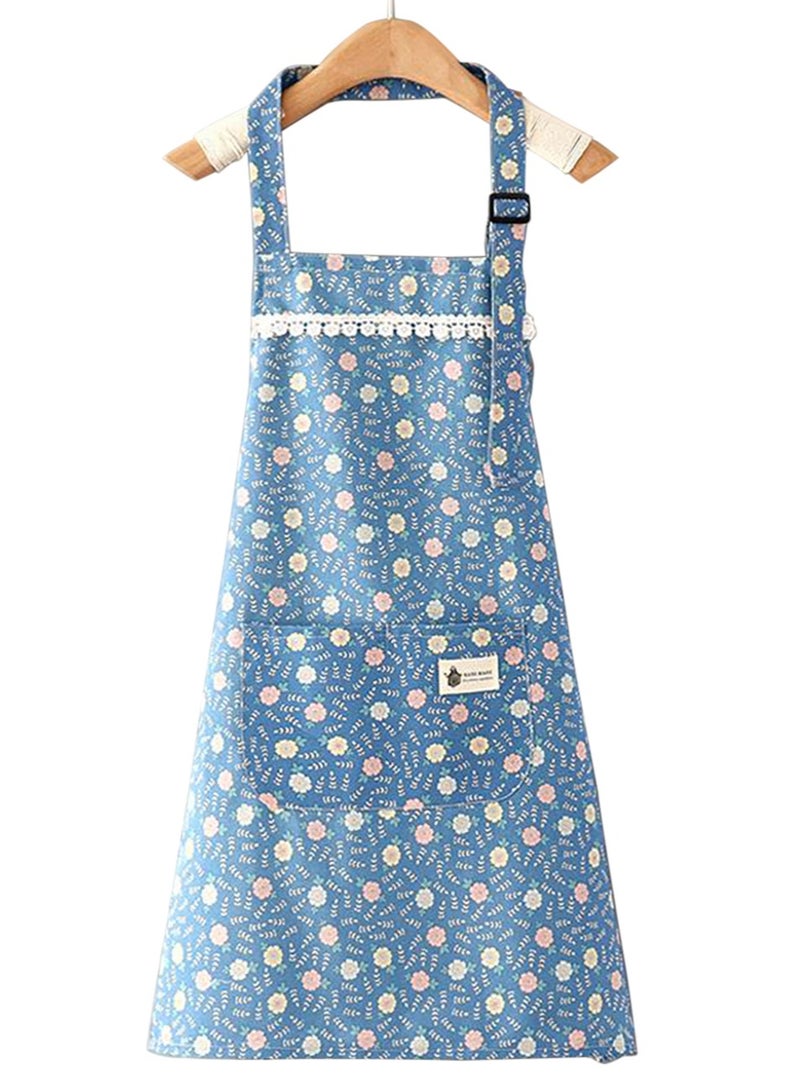 Womens Aprons,Floral Aprons with Pocket Waterproof Adjustable Cooking Aprons for Kitchen Gardening and Salon - Image 1