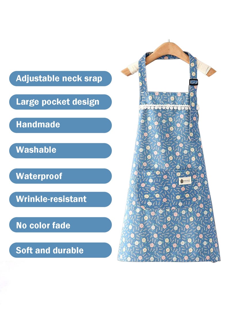 Womens Aprons,Floral Aprons with Pocket Waterproof Adjustable Cooking Aprons for Kitchen Gardening and Salon - Image 4