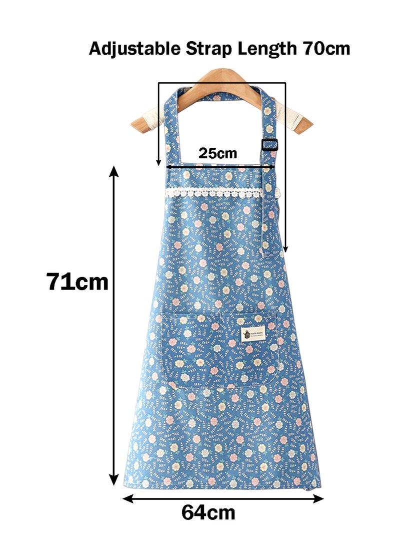 Womens Aprons,Floral Aprons with Pocket Waterproof Adjustable Cooking Aprons for Kitchen Gardening and Salon - Image 5