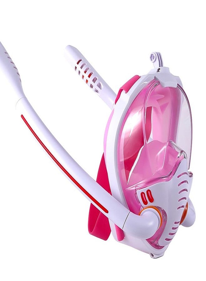 VBM Full Face Snorkel Mask Double Tubes Designed Anti Leak Dry Top System with Camera Mount 180°Panoramic View Snorkeling Gear for Adults Kids Men Women Safe Breathing Snorkel Set (Pink S/M) - Image 3