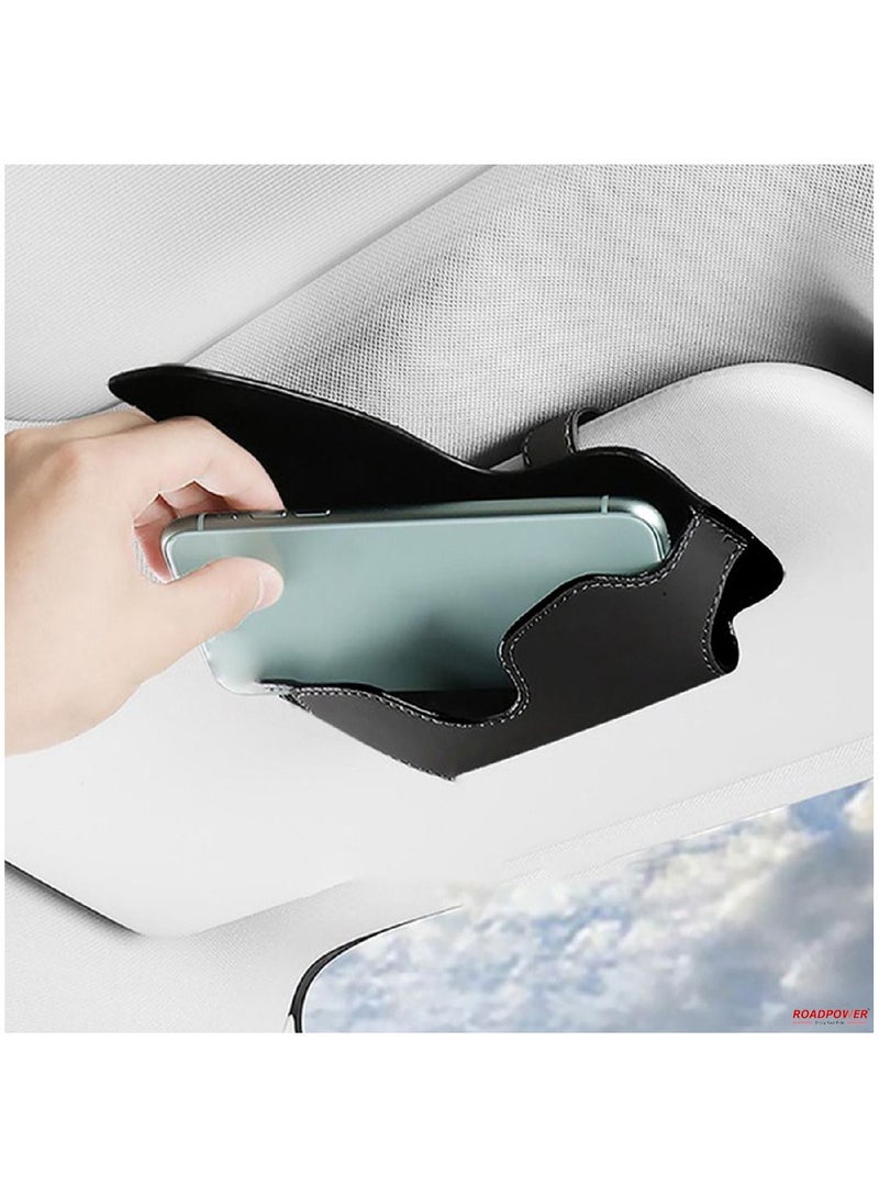 RoadPower Sunglasses Holder For Car Sun Visor Leather Glasses Storage Case with Hidden Magnetic Closure Car Black - Image 5