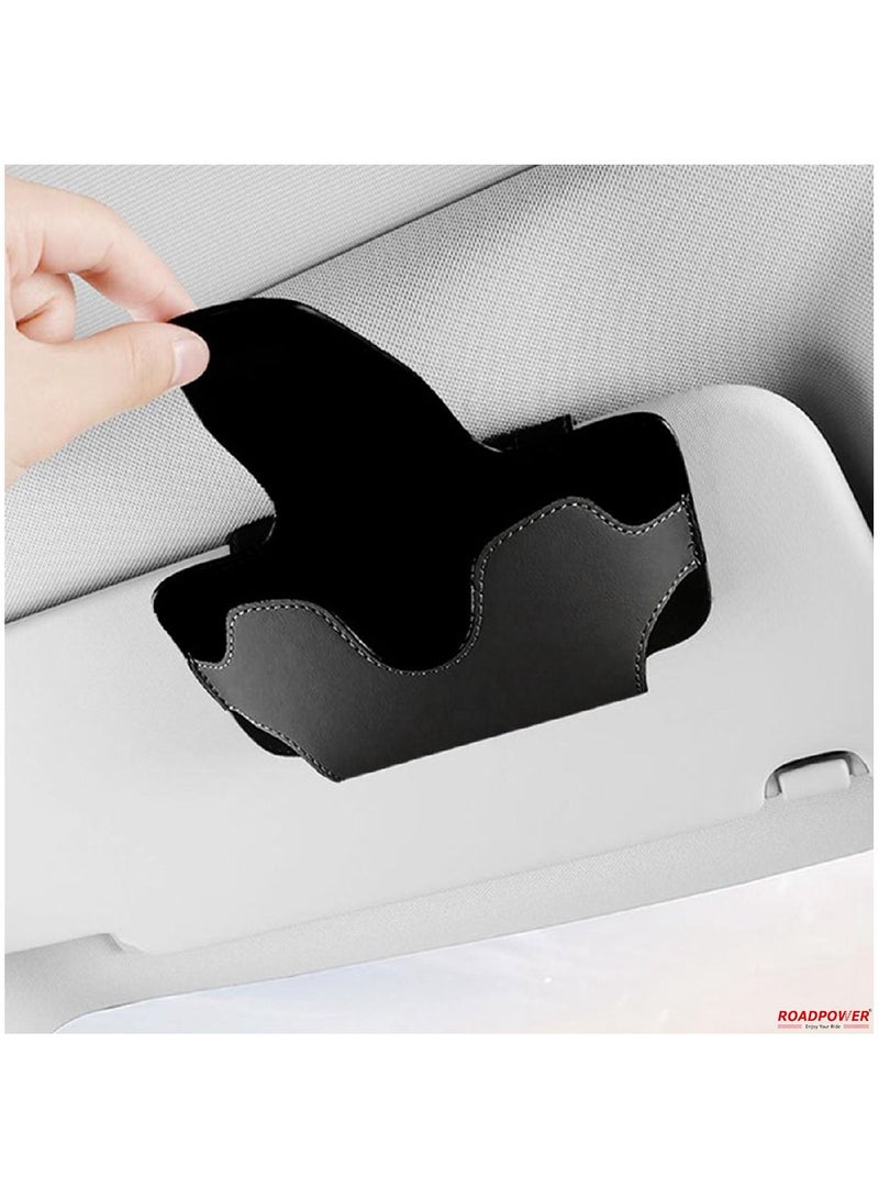 RoadPower Sunglasses Holder For Car Sun Visor Leather Glasses Storage Case with Hidden Magnetic Closure Car Black - Image 3