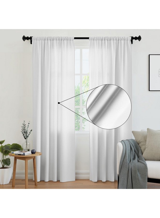 ستائر Encasa XO المصنوعة من البوليستر الصلب مع رباط خلفي، مجموعة من قطعتين بارتفاع 7 أقدام على لوحة الباب - بولي أبيض، جيب قضيب، فلترة للضوء، ستائر للباب، غرفة النوم، غرفة المعيشة - Image 1