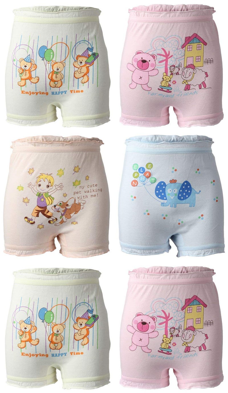 BODYCARE Cartoon Printed Unisex Cotton Bloomer Panties Pack of 6 Multicolour (Color & Print May Vary) - Image 1