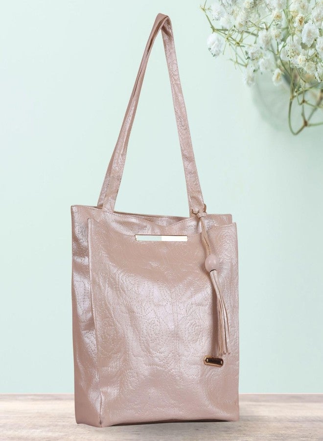Dcozi Stylish and Fashionable PU Leather Medium Handbag For Women & Girls - TB04 (Shoulder & Tote Bag) (Cream) - Image 2