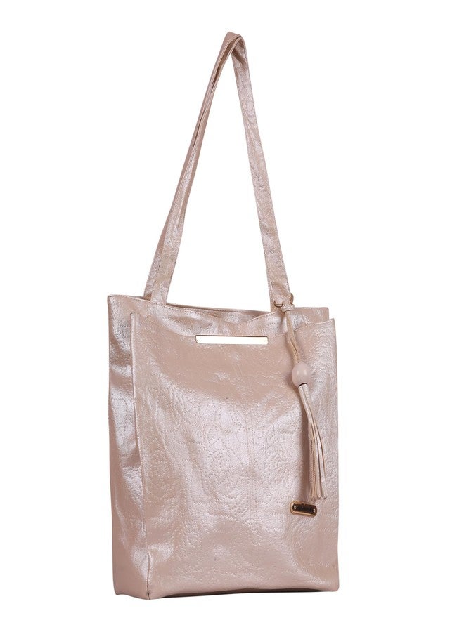 Dcozi Stylish and Fashionable PU Leather Medium Handbag For Women & Girls - TB04 (Shoulder & Tote Bag) (Cream) - Image 1