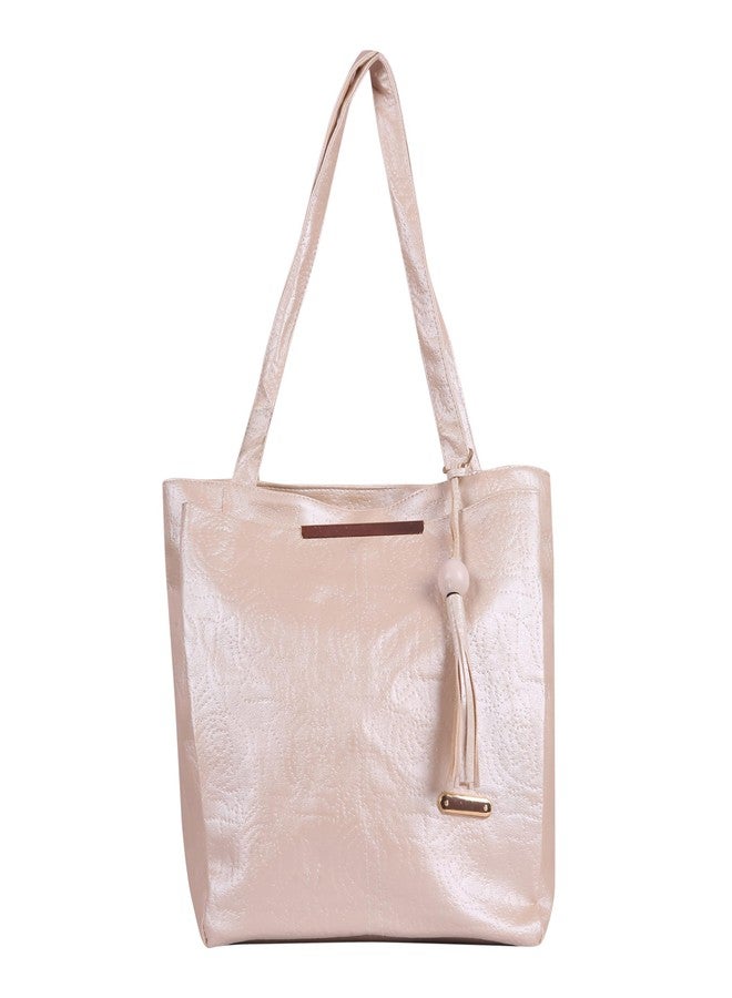 Dcozi Stylish and Fashionable PU Leather Medium Handbag For Women & Girls - TB04 (Shoulder & Tote Bag) (Cream) - Image 3