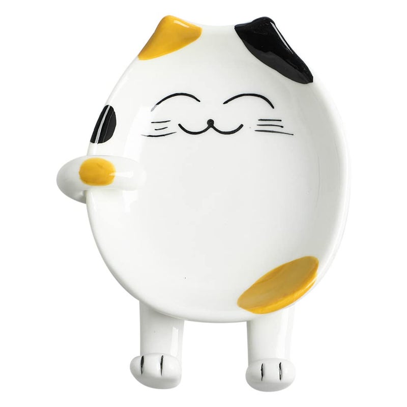 wuhhaoafu Cat Spoon Rest Ceramic Cute Spoon Holder Rest for Stove Top Cat Kitchen Accessories Stove Holder Utensil Spoon Rest for Kitchen Counter Yellow