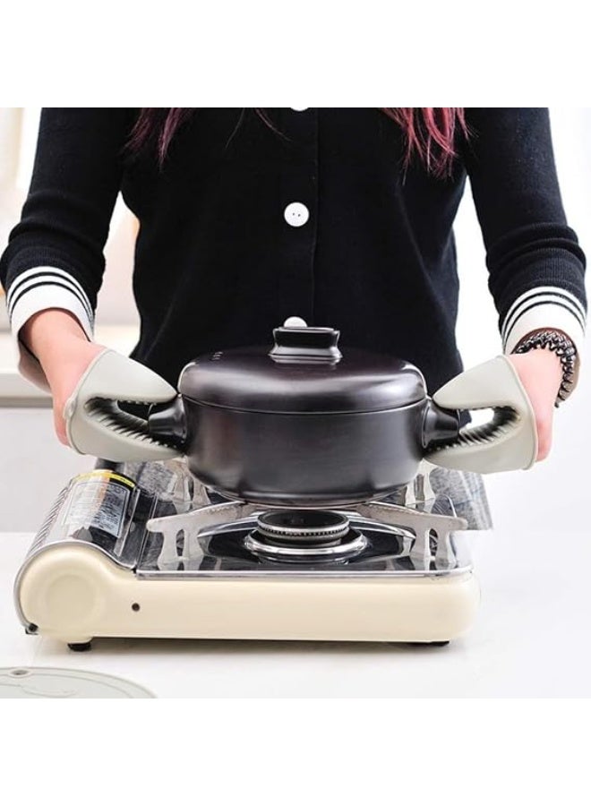 Two pairs of silicone pot handle covers, handle holders, cooking pressure grips, suitable for cast iron pans, frying pans, woks, grill pans, cookware handle protectors, non-slip, reusable kitchen accessories, gray color - Image 2
