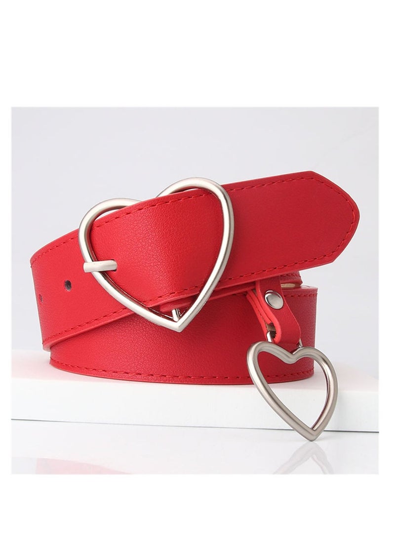 Loquat - Trend All Kinds Of Love Buckle Fashion Ladies Belt 105cm Red - Image 1