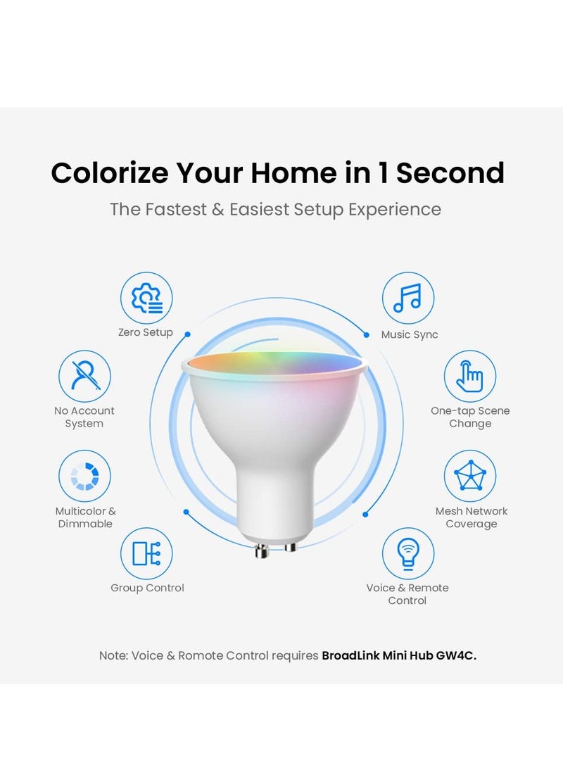 برودلينك لمبة Broadlink BLE الذكية متغيرة اللون مع مزامنة الموسيقى، ضوء سبوت GU10/4.5W/350LM - Image 2