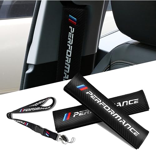 QOMAGO Car M 3 Color Performance Letters seat Belt Cover Carbon Fiber Texture Car seat Belt Shoulder Pad Cover Soft and Comfortable Suitable for Any Car Model - Image 1