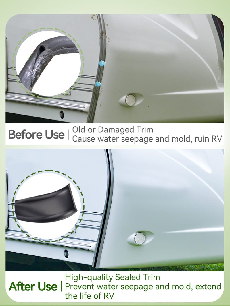 MADHOLLY RV Trim Molding Insert, 1" Heavy-Duty Vinyl RV Weather Stripping Exterior, Fit for Forest River Keystone, Waterproof UV-Resistant RV Screw Cover Trim for Camper Travel Trailer (Black, 100ft) - Image 4