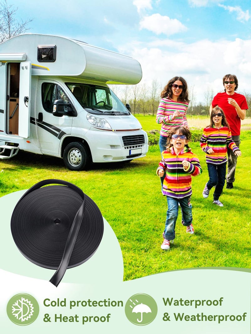 MADHOLLY RV Trim Molding Insert, 1" Heavy-Duty Vinyl RV Weather Stripping Exterior, Fit for Forest River Keystone, Waterproof UV-Resistant RV Screw Cover Trim for Camper Travel Trailer (Black, 100ft) - Image 5